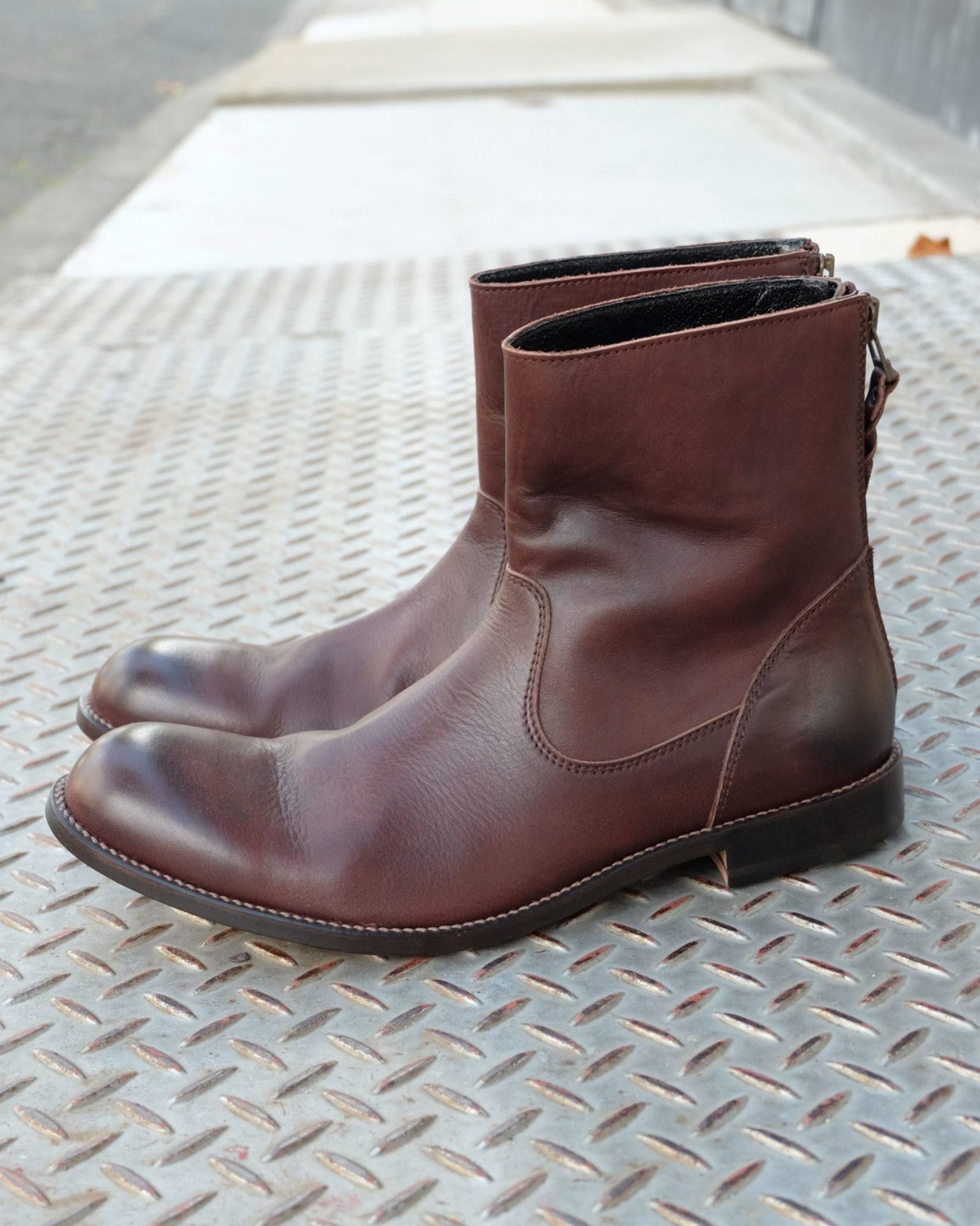 【Size41 残り1】 バックジップブーツ(防水レザー) EDWARDⅧ (D.BROWN) - 40 (25cm-25.5cm)