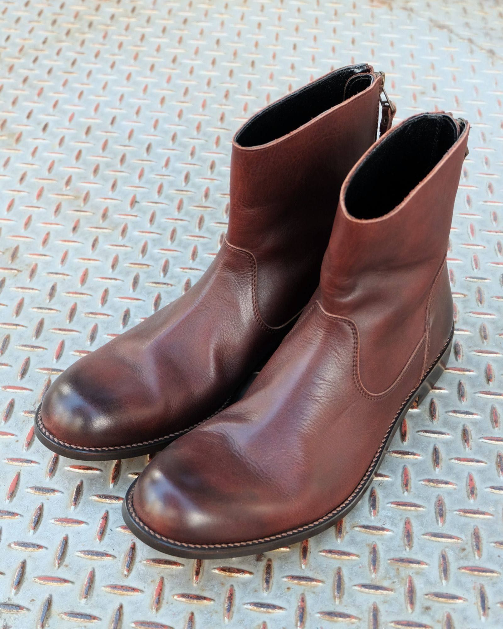 【Size41 残り1】 バックジップブーツ(防水レザー) EDWARDⅧ (D.BROWN) - 40 (25cm-25.5cm)