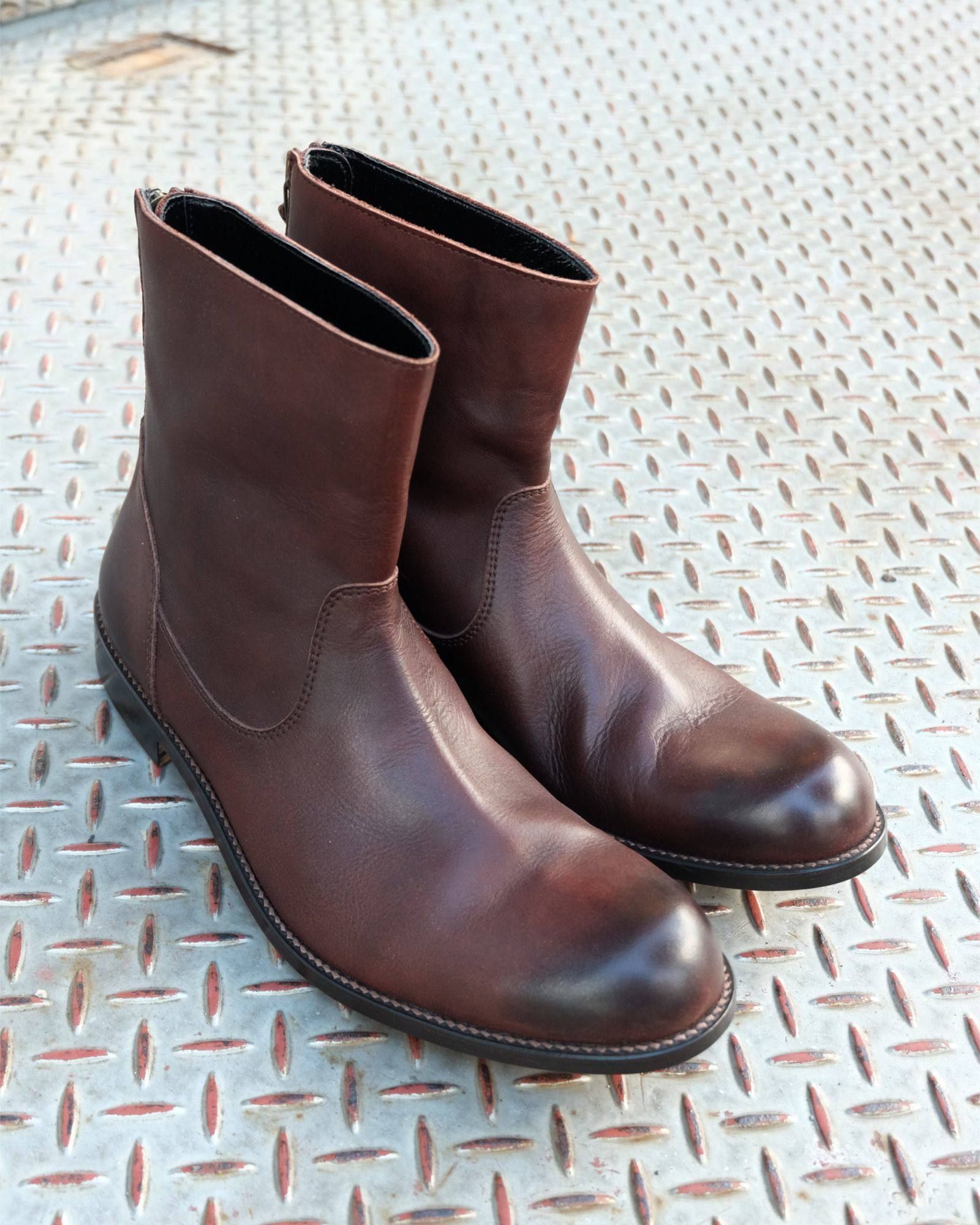 【Size41 残り1】 バックジップブーツ(防水レザー) EDWARDⅧ (D.BROWN) - 40 (25cm-25.5cm)