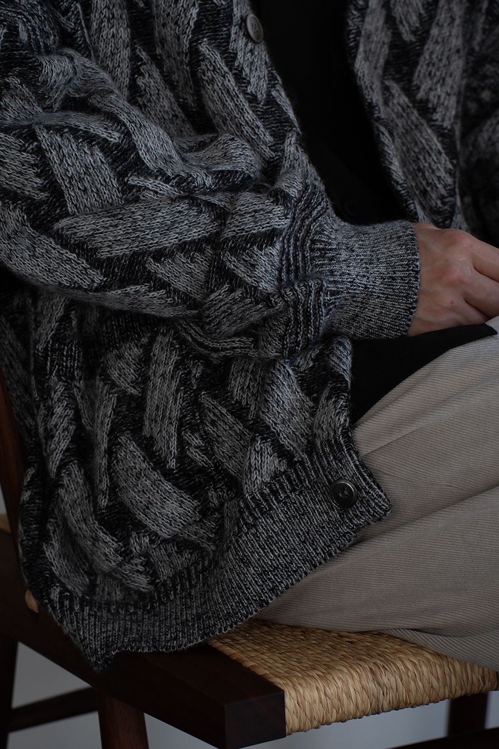 【26AW】Ochiba Mohair Cardigan(MIX GRAY)