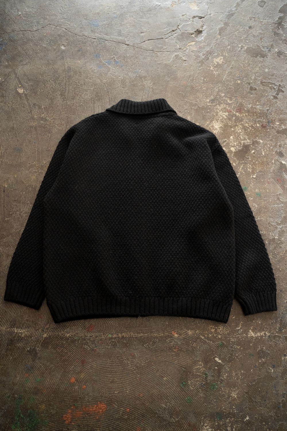 【ラスト1点】【25AW】英国羊毛5Gニットジップブルゾン(BLACK)