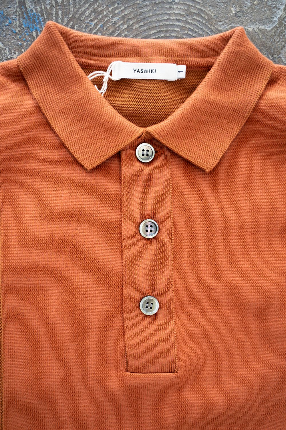 YASHIKI - 【ラスト1点】【22AW】Hatsushimo Knit Polo(ORANGE) | Salty