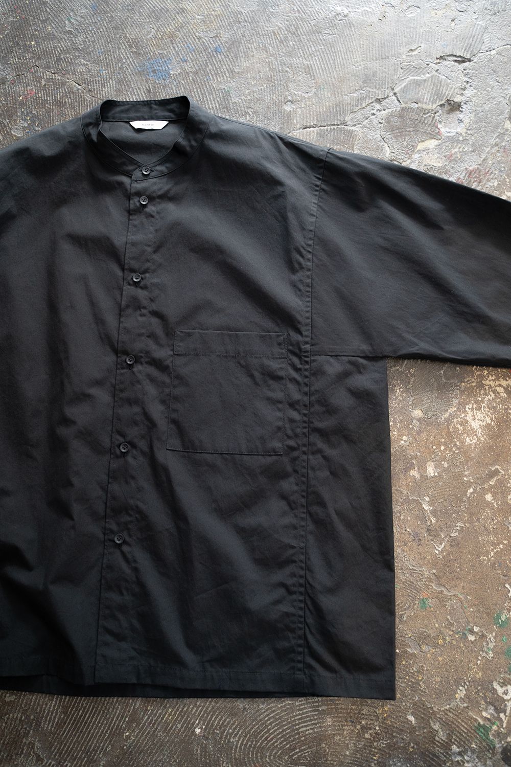 kontor - 【ラスト1点】【23AW】Square AH Band Collar Shirt(BLACK