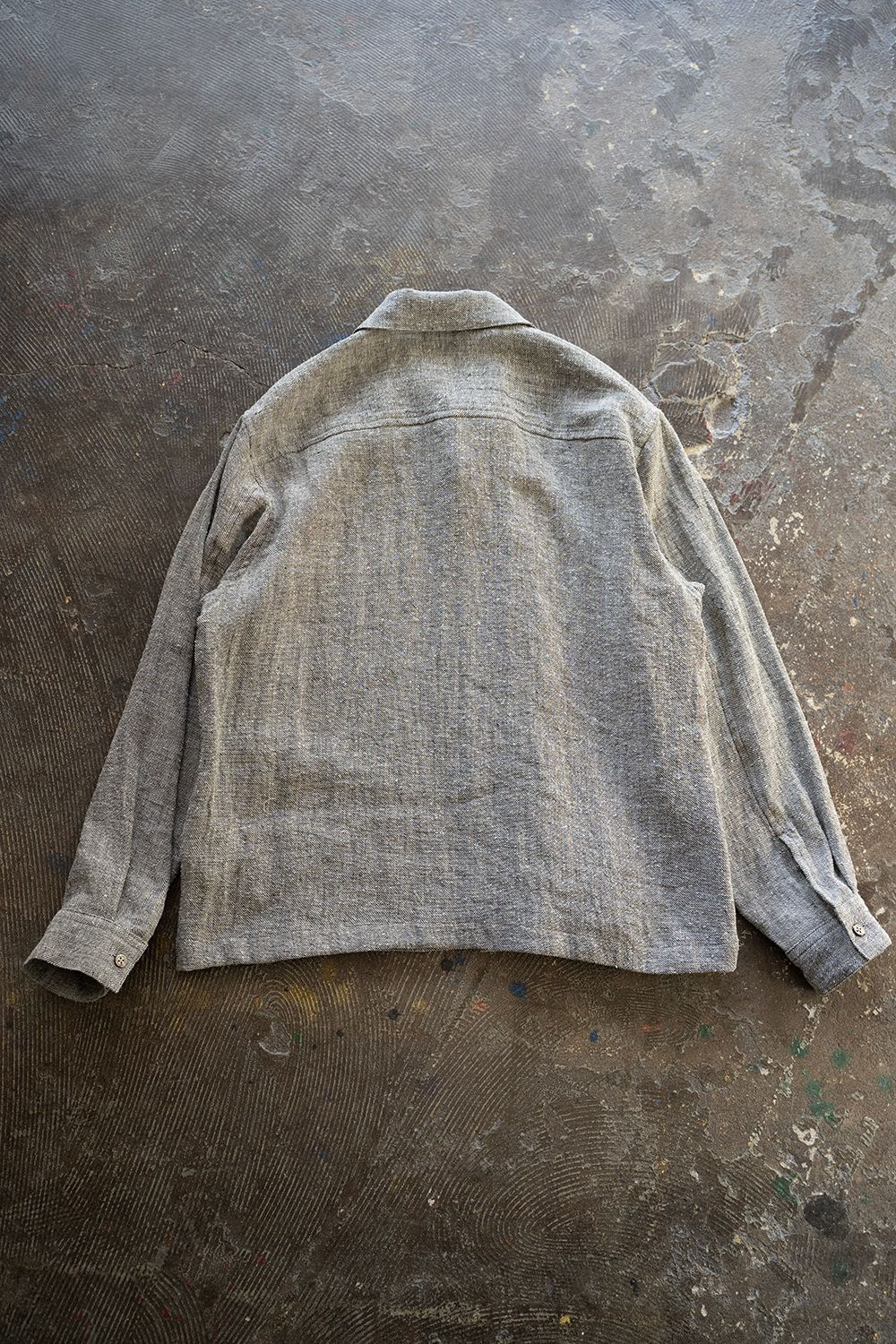 【ラスト1点】【23SS】リネン×シルクシャツブルゾン(LIGHT GRAY)