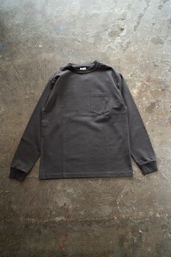 【ラスト1点】スビンコットン10/-度詰吊り天竺ポケット付きロンT(BLACK)