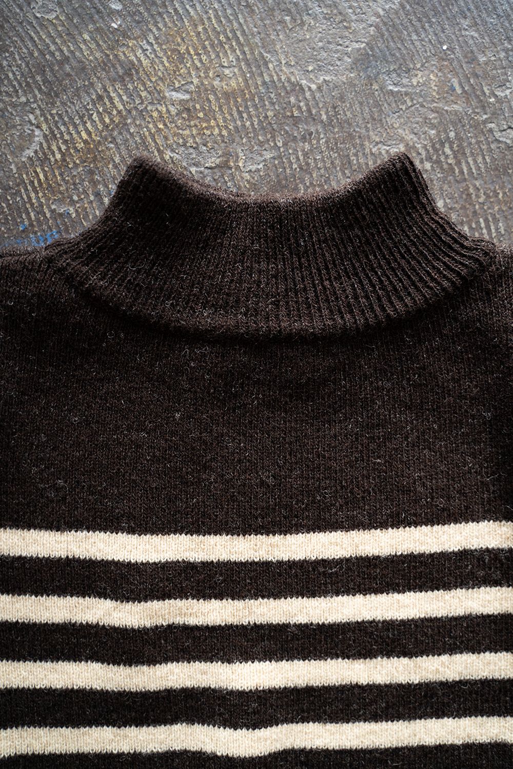 【ラスト1点】Hard twisted Shetlandwool GOB sweater(BROWN×WHITE)