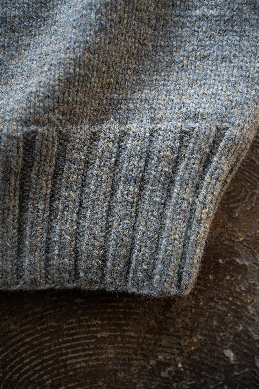 【ラスト1点】yak/lambs multi ply HAND KNITTING yoke top crew neck sweater(FADE BLUE)