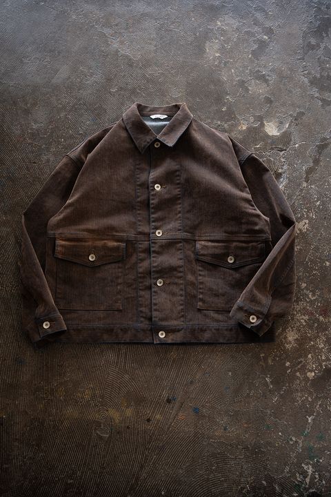 【26AW】Washed Flocked Denim Jacket(FADED BROWN)