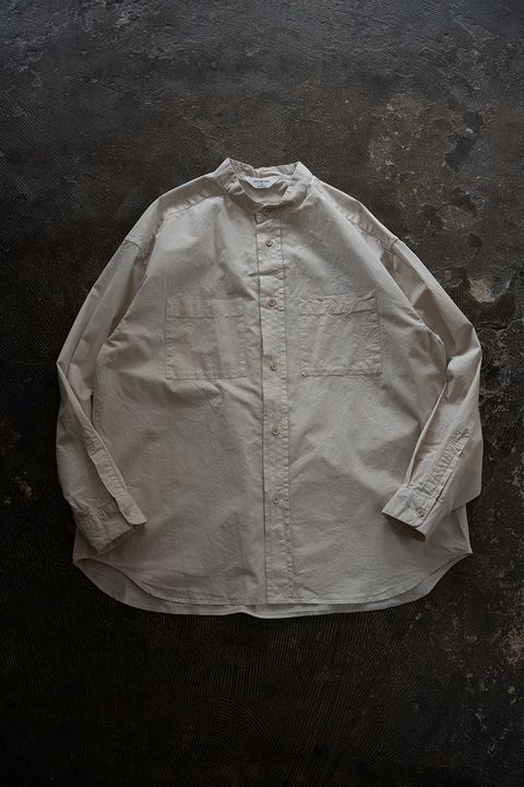 【26AW】ガーメントダイバンドカラーオーバーシャツ(ECRU)