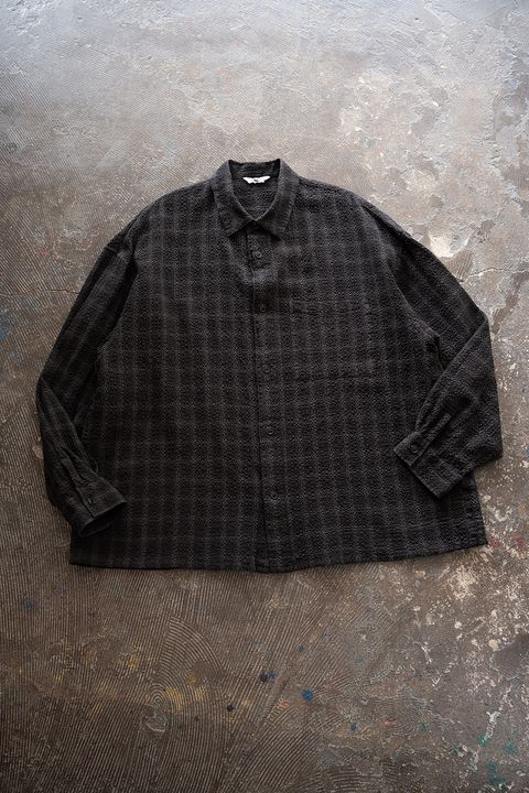 【ラスト1点】【26SS】Overdyed Seersucker Check Shirt(GREY CHECK)