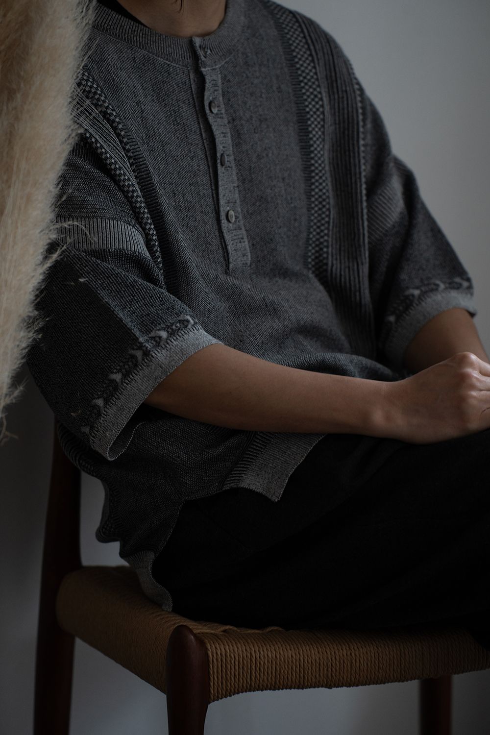 【26SS】Ryokufu Henley Knit(MIX GRAY)