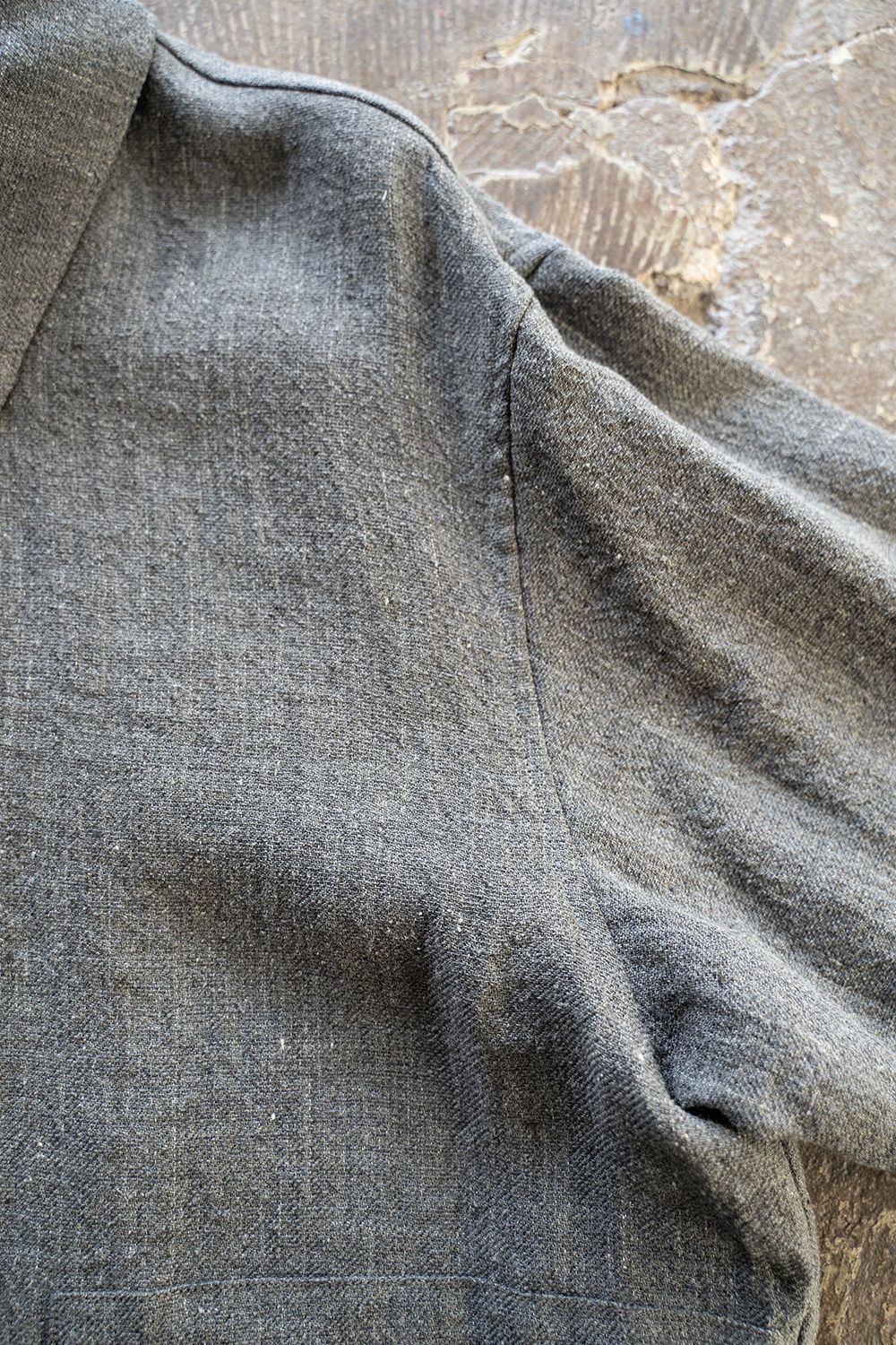 【ラスト1点】【23SS】リネン×シルクシャツブルゾン(SLATE GRAY)