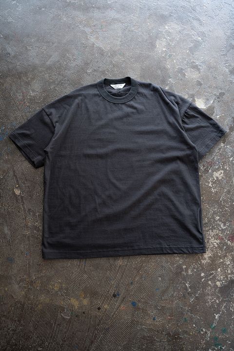 【26SS】シルクネップスプリットヨークTシャツ(CHARCOAL)