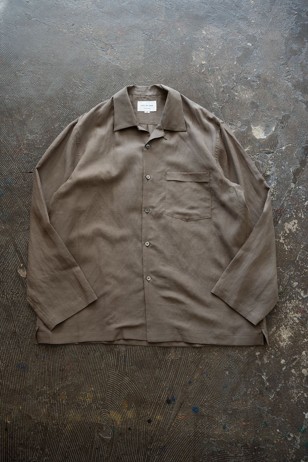 【26SS】セルロース×ラミーオープンカラーシャツ(MOCHA BEIGE)