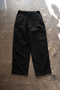 【26AW】コットン×ウールカルゼ2タックイージーパンツ(BLACK)