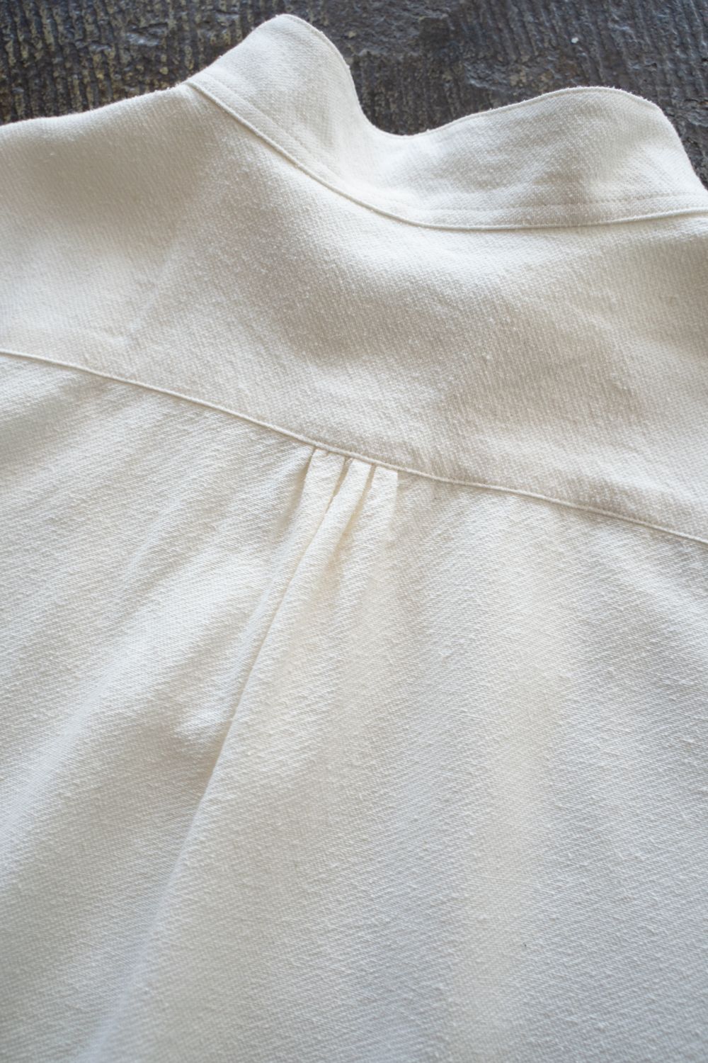 【25AW】Silk Nep Kersey Band Collar Bosom Shirt(PEARL WHITE)