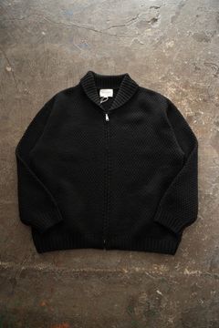 【ラスト1点】【25AW】英国羊毛5Gニットジップブルゾン(BLACK)