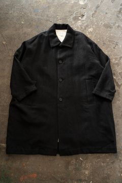 【26AW】ウール×リネンステンカラーコート(BLACK)