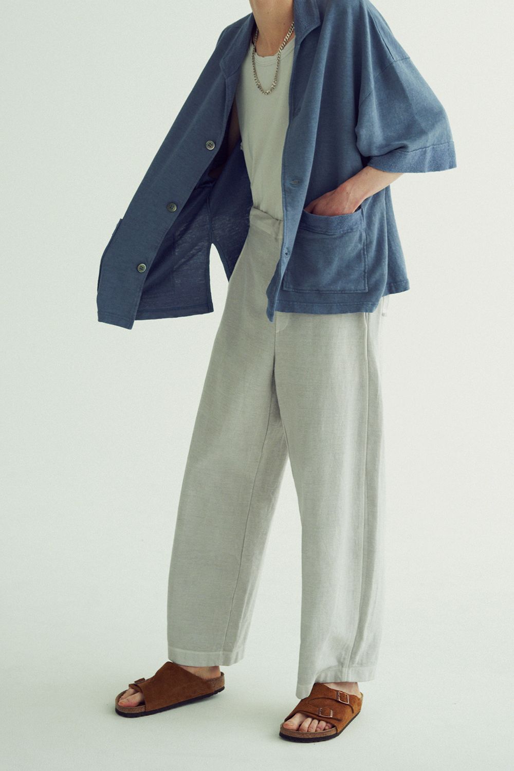 【ラスト1点】High Waist Easy Pants/ハイウエストインレイイージーパンツ(IVORY)