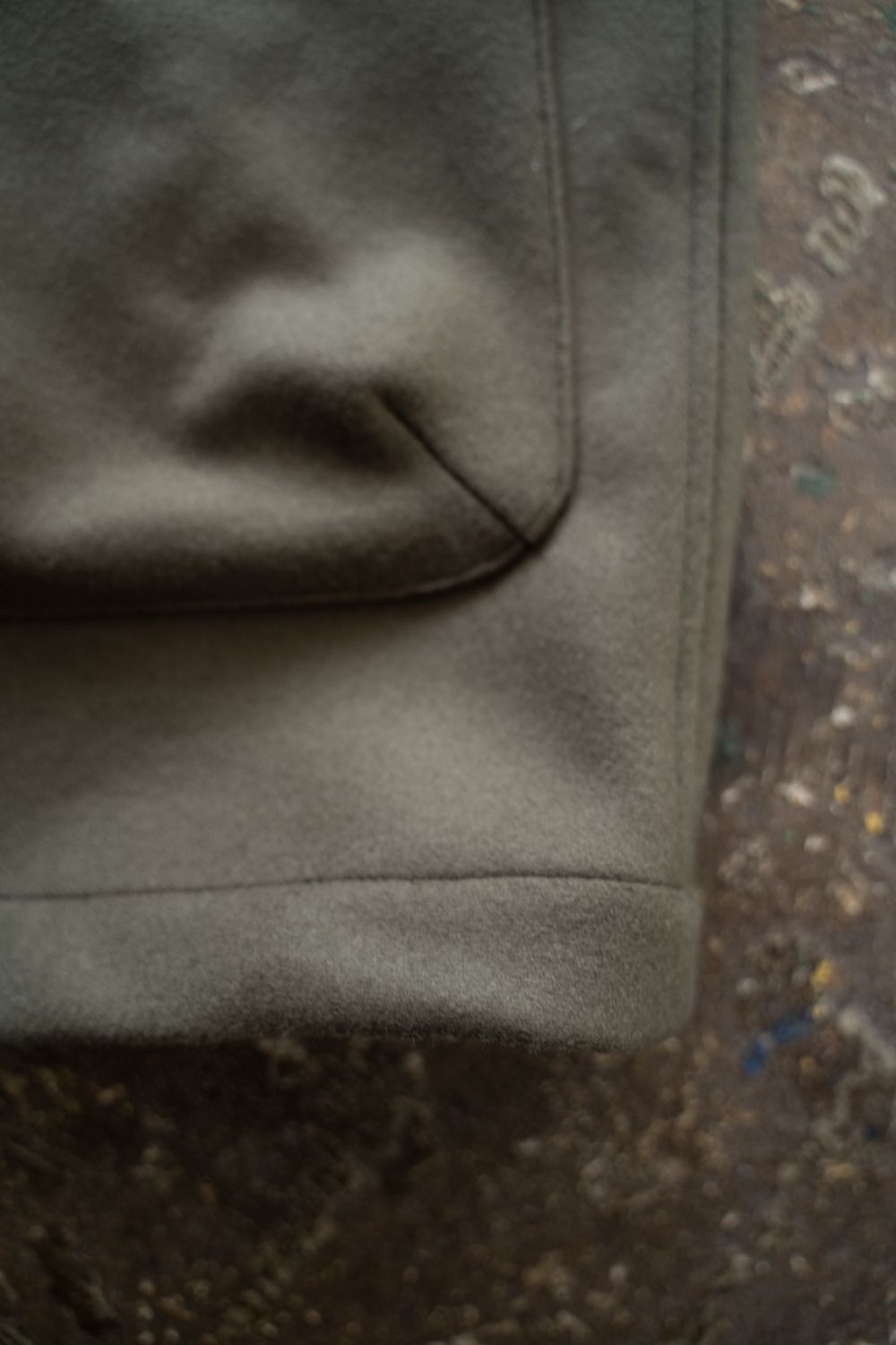 【25AW】Super110'Sメルトンステンカラーハーフコート(SAGE)