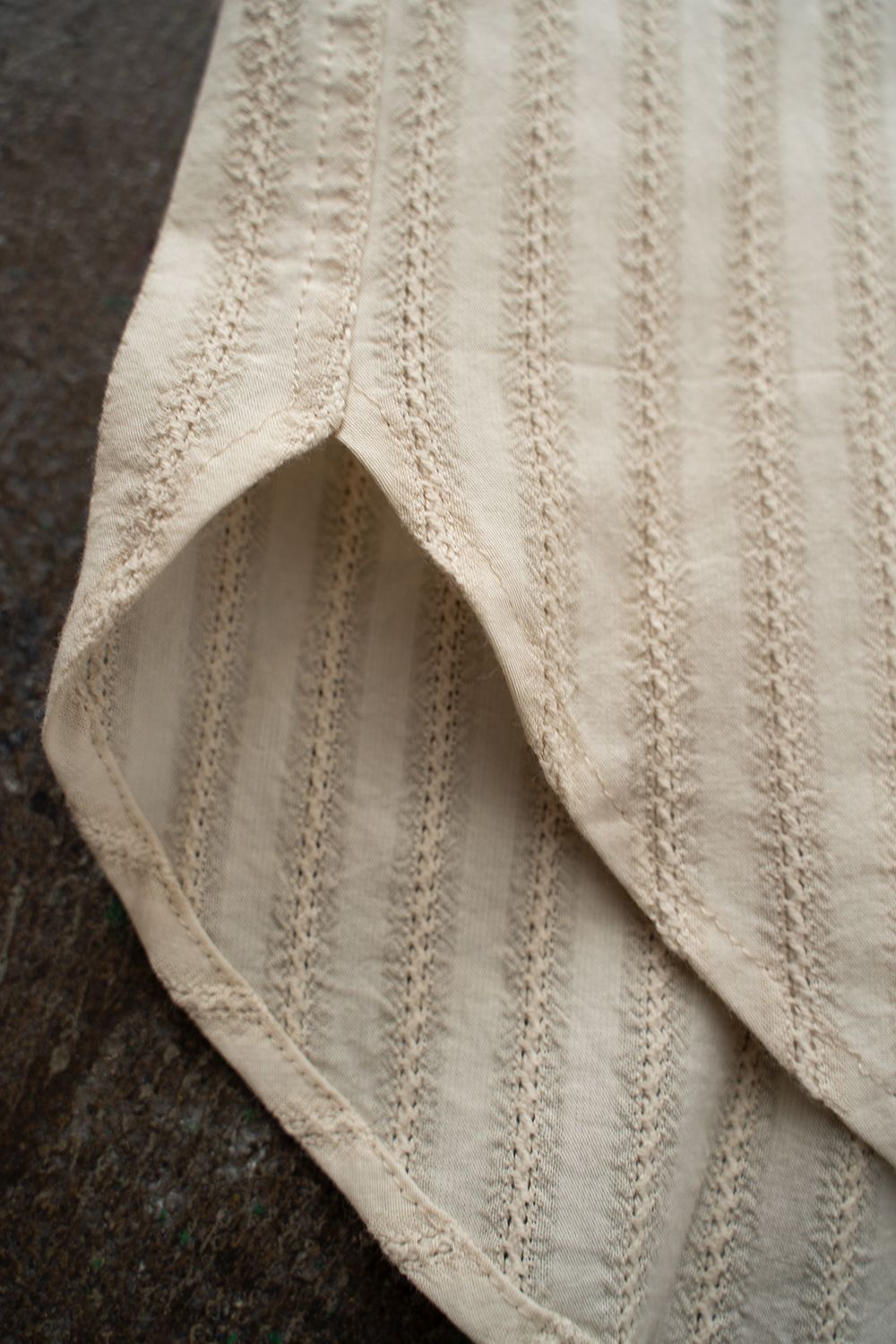【ラスト1点】【21SS】Leno Cloth Stripe Over Shirt/レノクロスストライプオーバーサイズシャツ(ECRU)