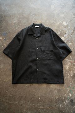 【ラスト1点】【25SS】フレンチリネンオープンカラー半袖シャツ(BLACK)