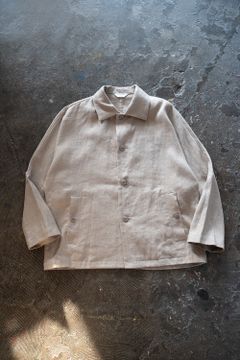 【ラスト1点】【22AW】ドルマンスリーブリネンオックスカバーオールジャケット(IVORY)
