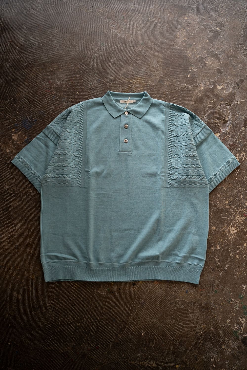 YASHIKI - 【ラスト1点】【24SS】Hazakura Knit Polo(GREEN) | Salty