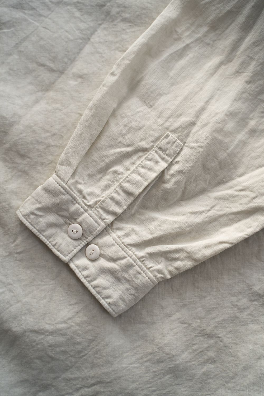 大麻開襟シャツ 高密度(ベンガラ白)