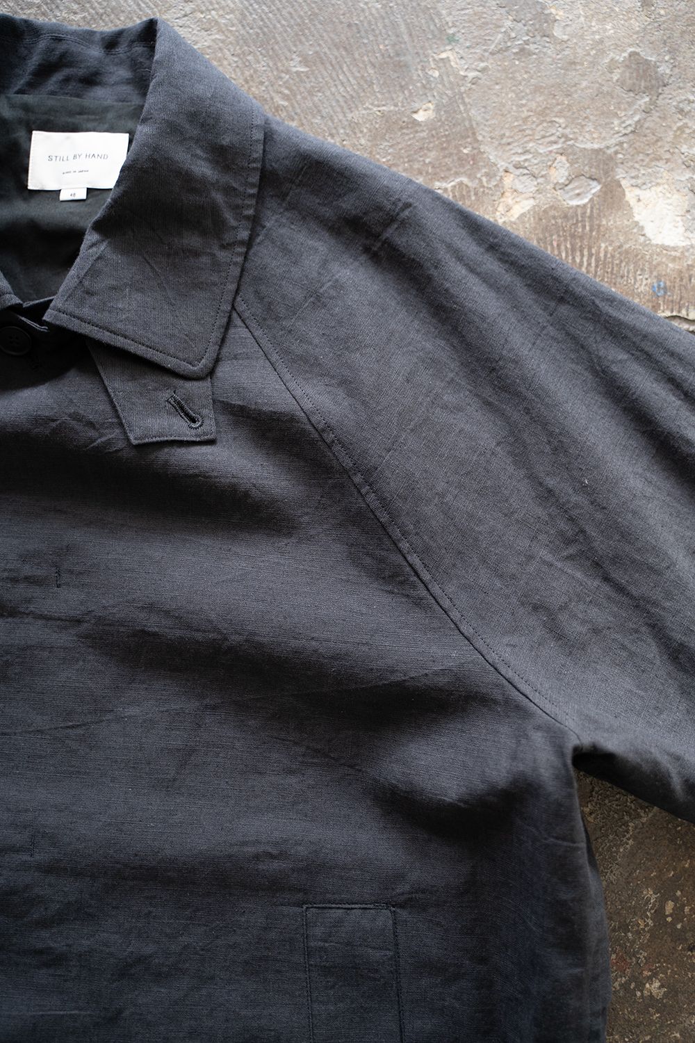 【ラスト1点】【25SS】コットン×リネンステンカラーハーフコート(NAVY)