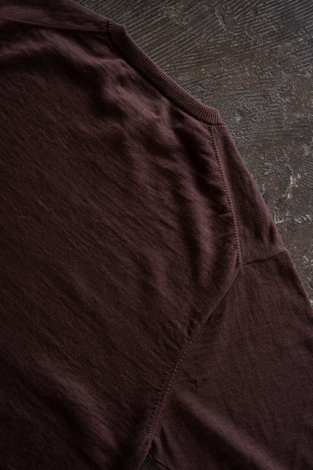 【26SS】リネン×コットンニットTee(BORDEAUX)