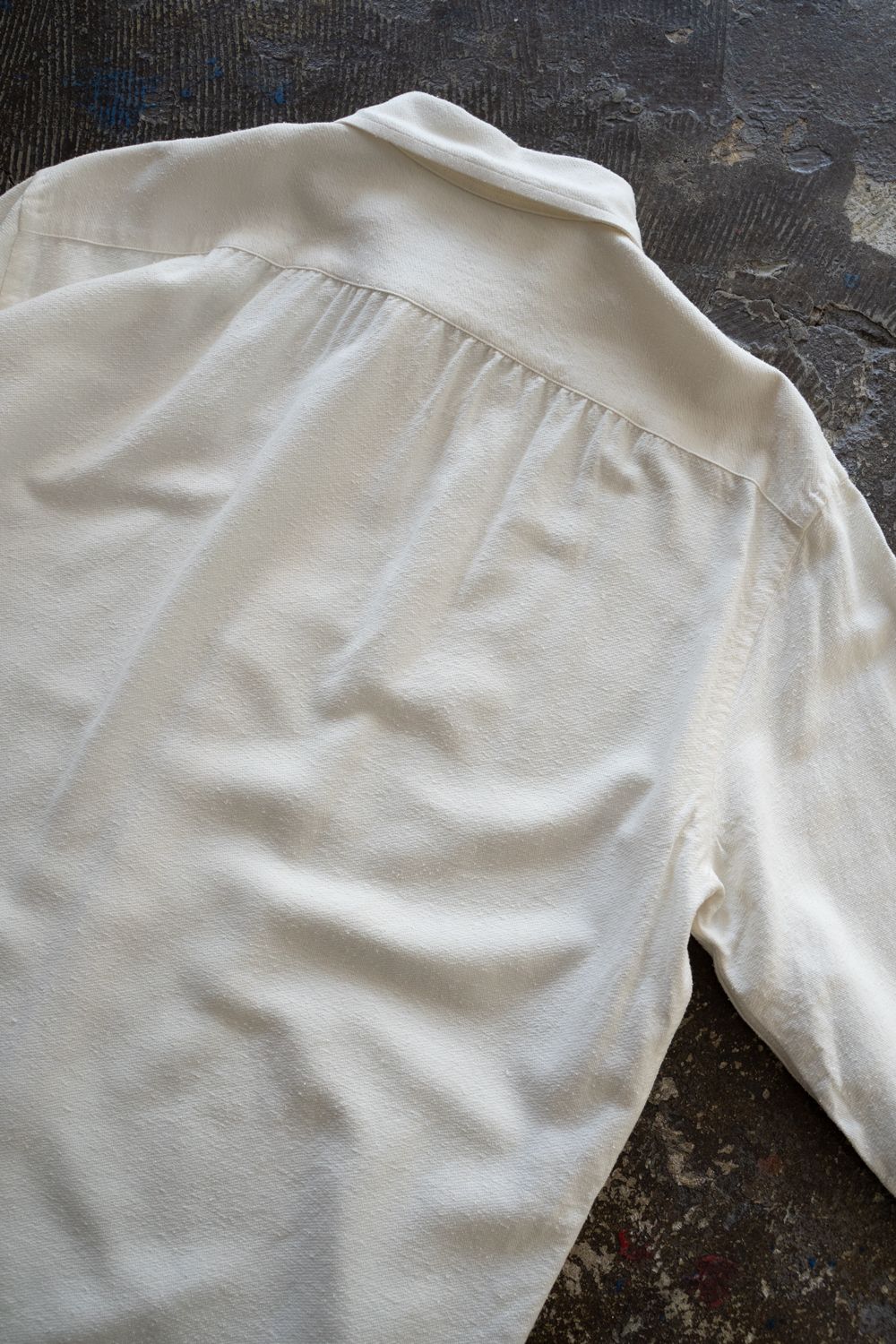 【ラスト1点】【25AW】Silk Nep Kersey Windsor Wide Collar Shirt(PEARL WHITE)