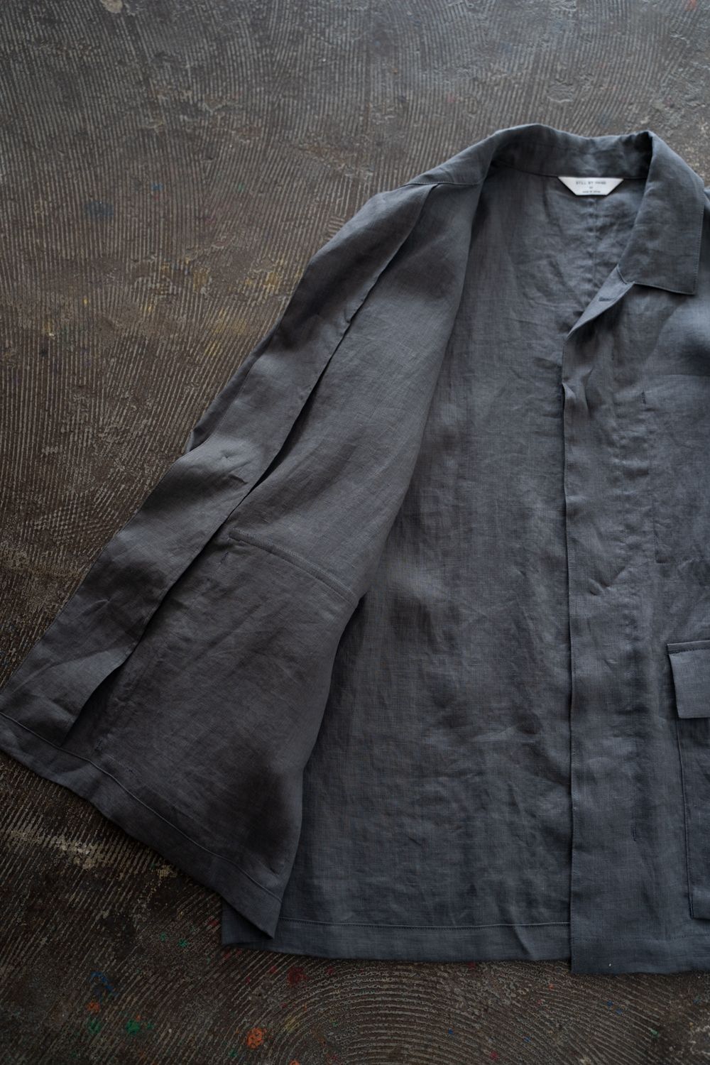 【26SS】リネンミニマルカバーオールジャケット(BLUE GREY)