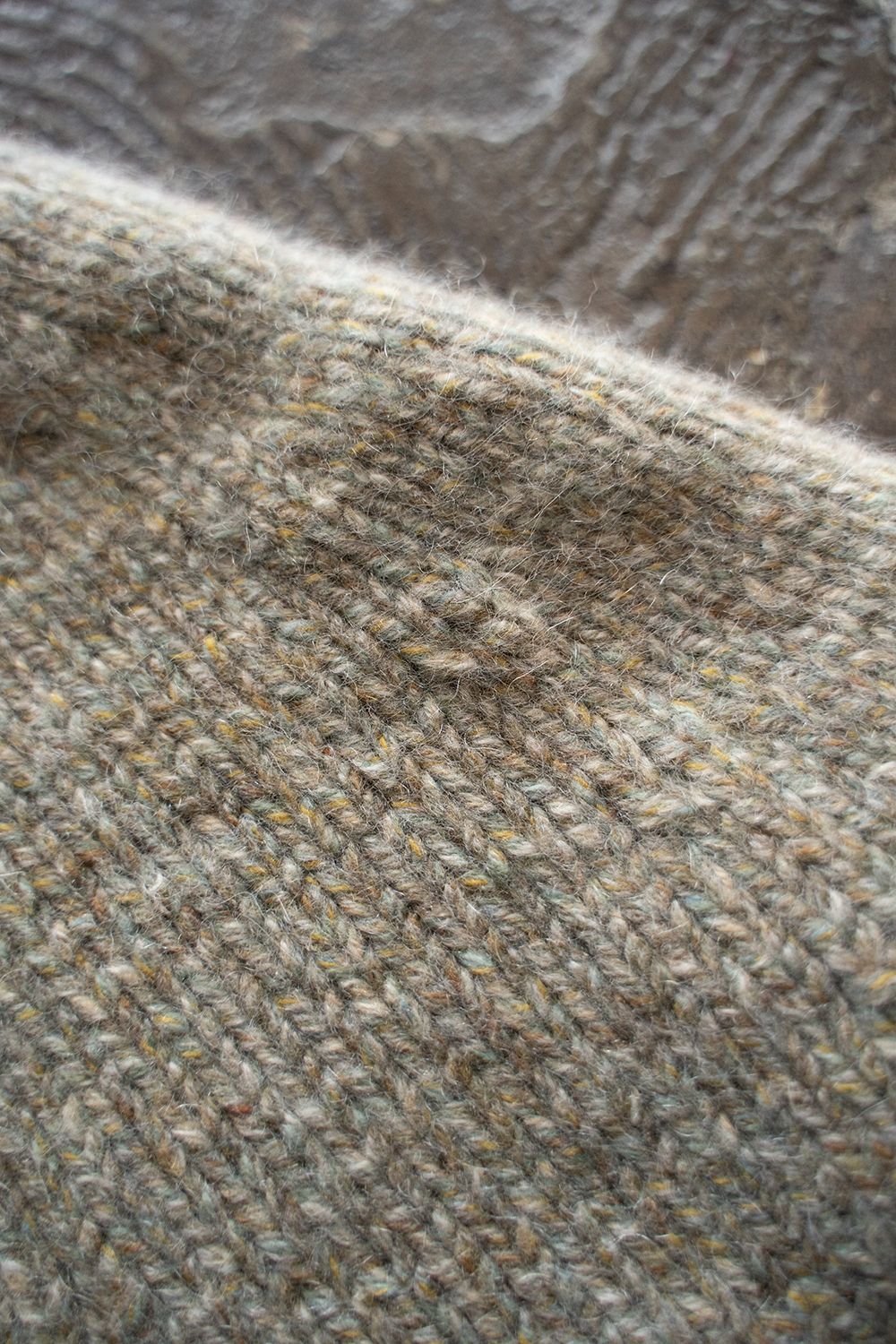 yak/lambs multi ply HAND KNITTING yoke top turtle neck sweater(FOG)