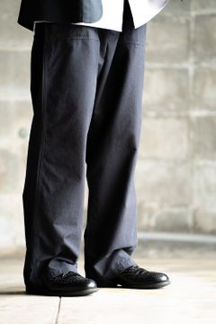 【ラスト1点】スビンコットンムラ糸バックサテンベイカーパンツ(BLACK STONE BIO)