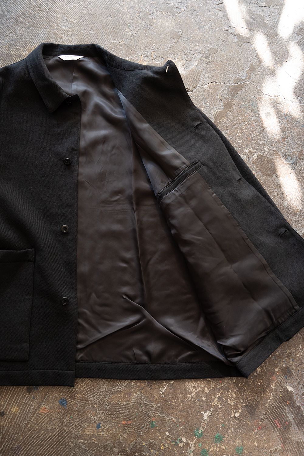 【26AW】コットン×ウールカルゼカバーオール(BLACK)