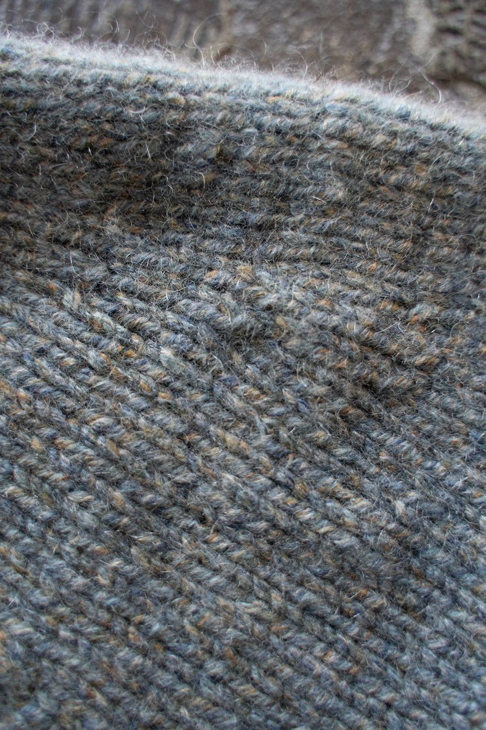 【ラスト1点】yak/lambs multi ply HAND KNITTING yoke top crew neck sweater(FADE BLUE)
