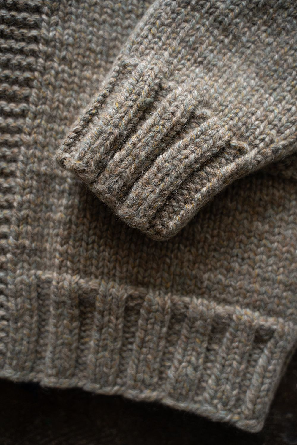 yak/lambs multi ply HAND KNITTING cowichan sweater(FOG)