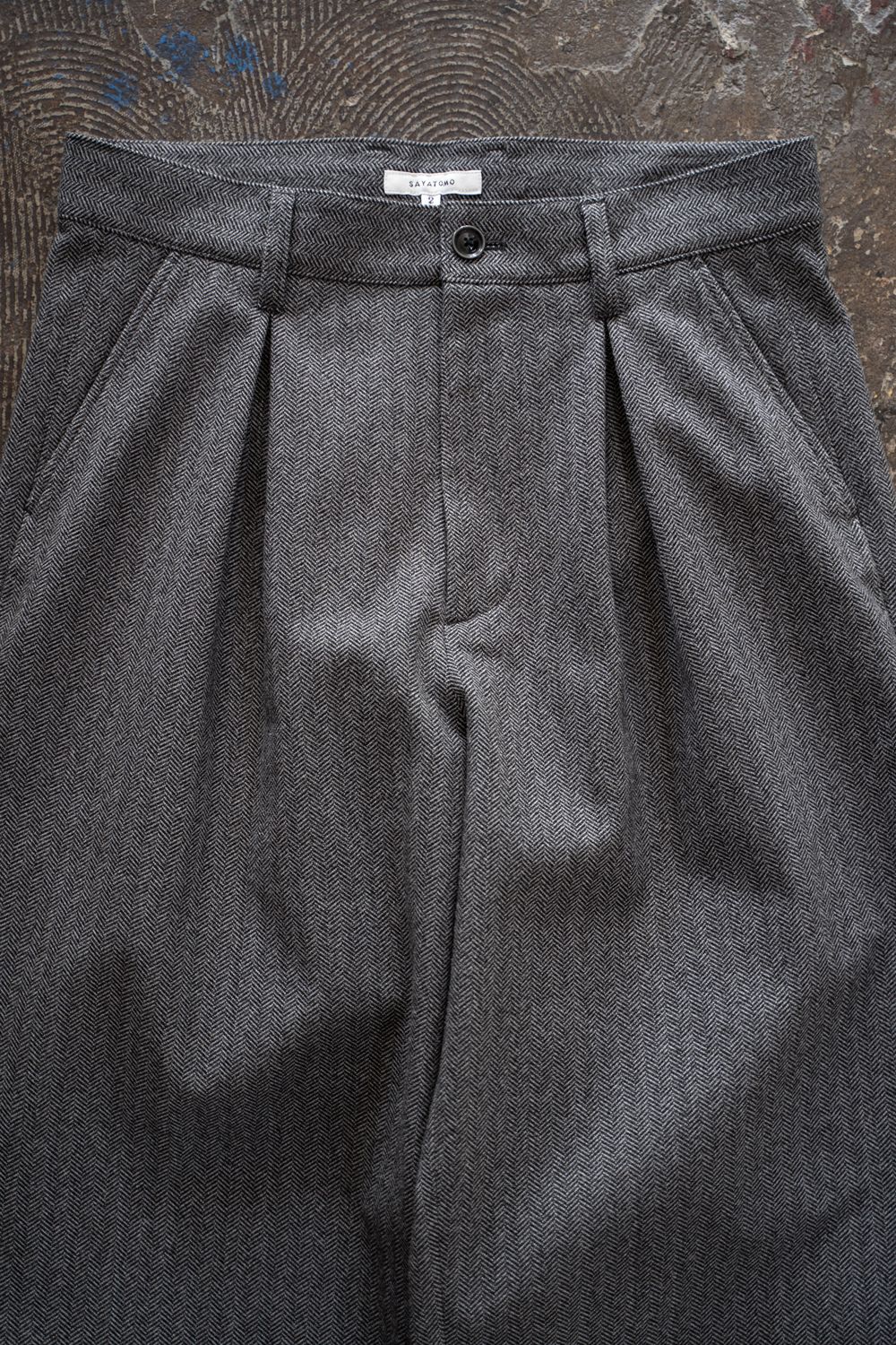【26AW】2-Tack Herringbone Wide Slacks/2タックワイドスラックス(GRAY)