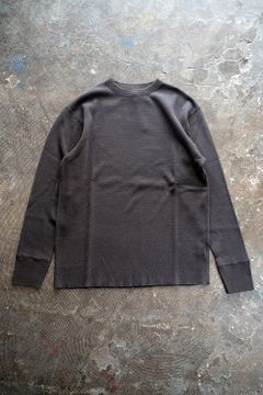 【ラスト1点】スビンコットンワッフル(ハニカムメッシュ)ロンT(DARK GRAY)