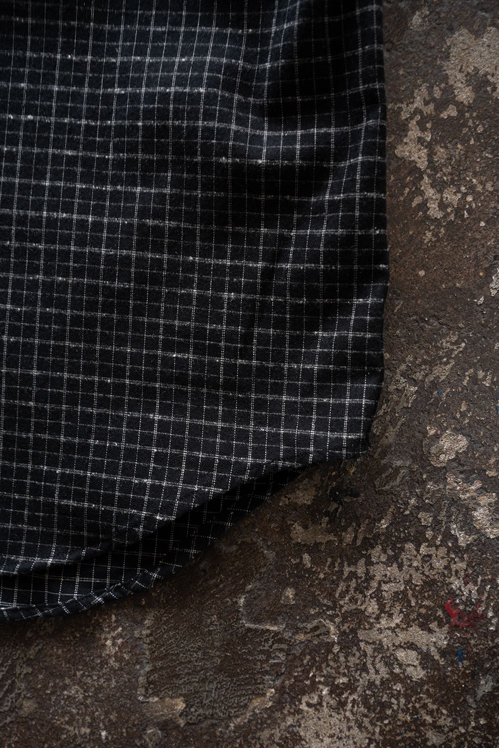 【26AW】コットン×シルクバンドカラーシャツ(BLACK CHECK)