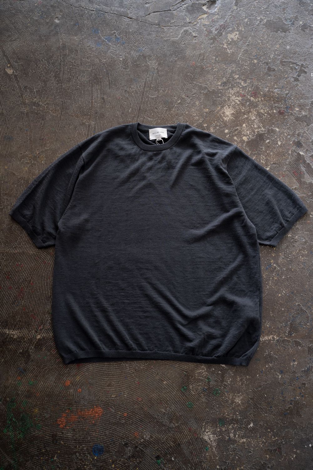 【26SS】リネン×コットンニットTee(BLUE GREY)