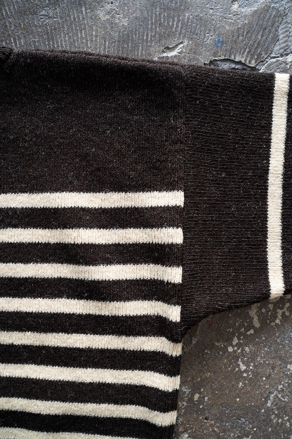 【ラスト1点】Hard twisted Shetlandwool GOB sweater(BROWN×WHITE)