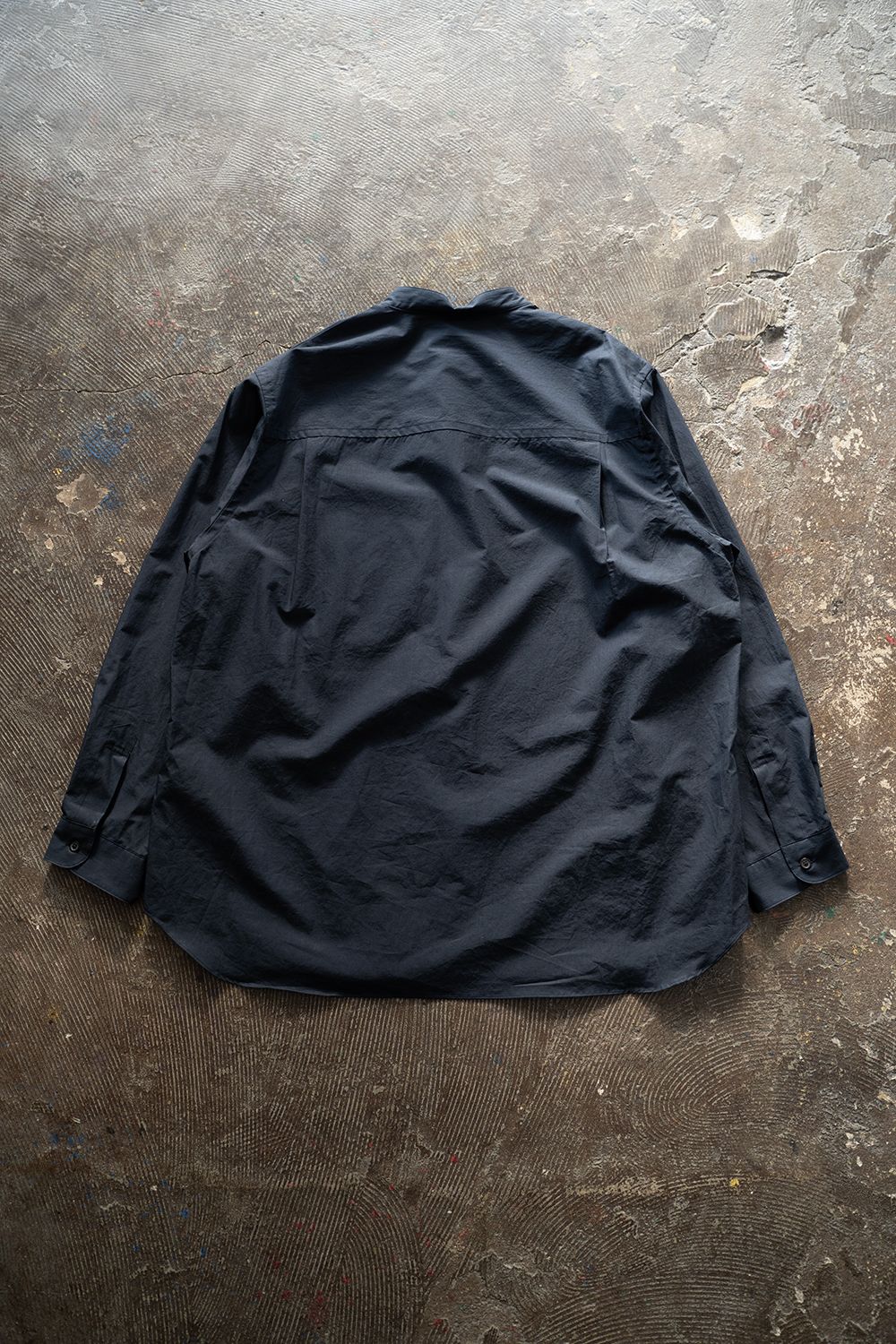 【25SS】リネン混バンドカラーシャツ(NAVY)