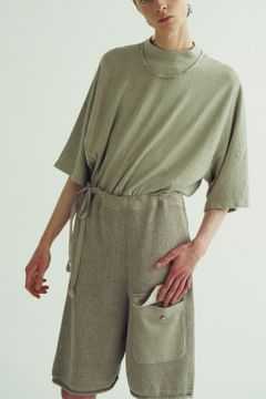 【ラスト1点】Roll Knit Military Shorts/和紙混ロールニットショーツ(GREIGE)