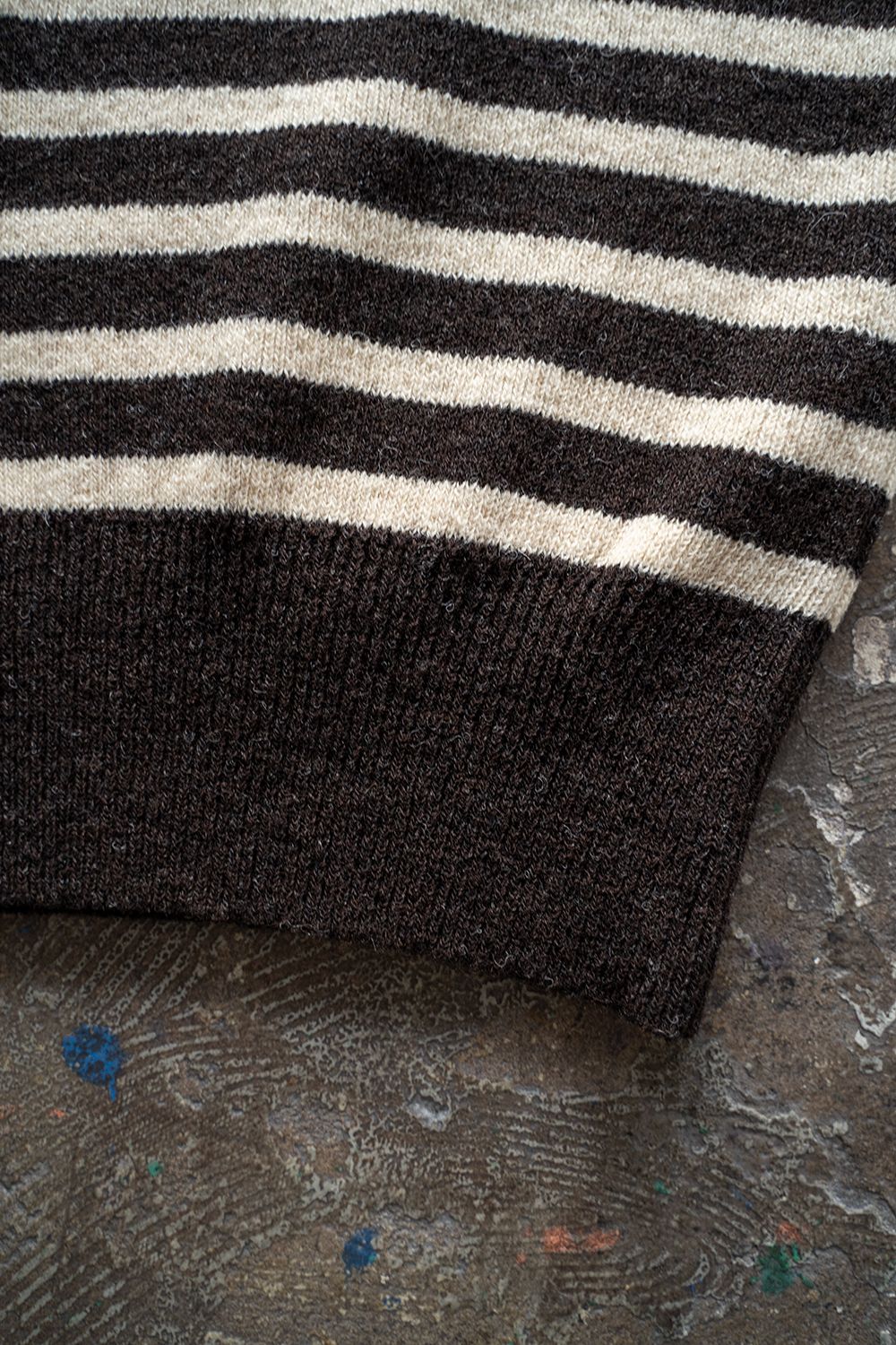 【ラスト1点】Hard twisted Shetlandwool GOB sweater(BROWN×WHITE)