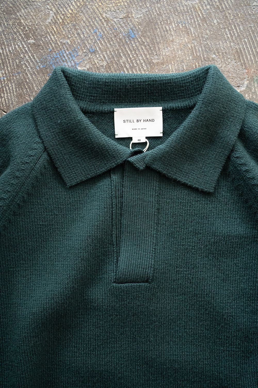 【ラスト1点】【23AW】7Gスキッパーポロニット(GREEN)