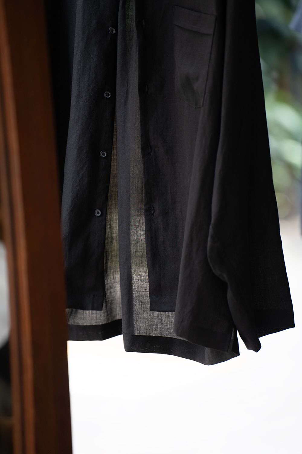 【ラスト1点】【26SS】セルロース×ラミーオープンカラーシャツ(BLACK)