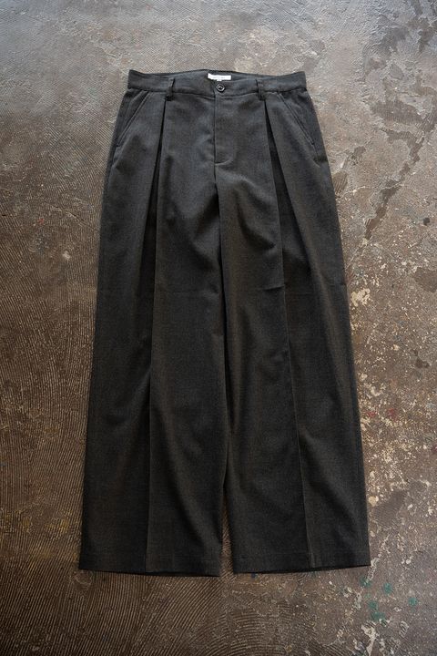 【26AW】2-Tack Wide Slacks/2タックワイドスラックス(CHARCOAL)
