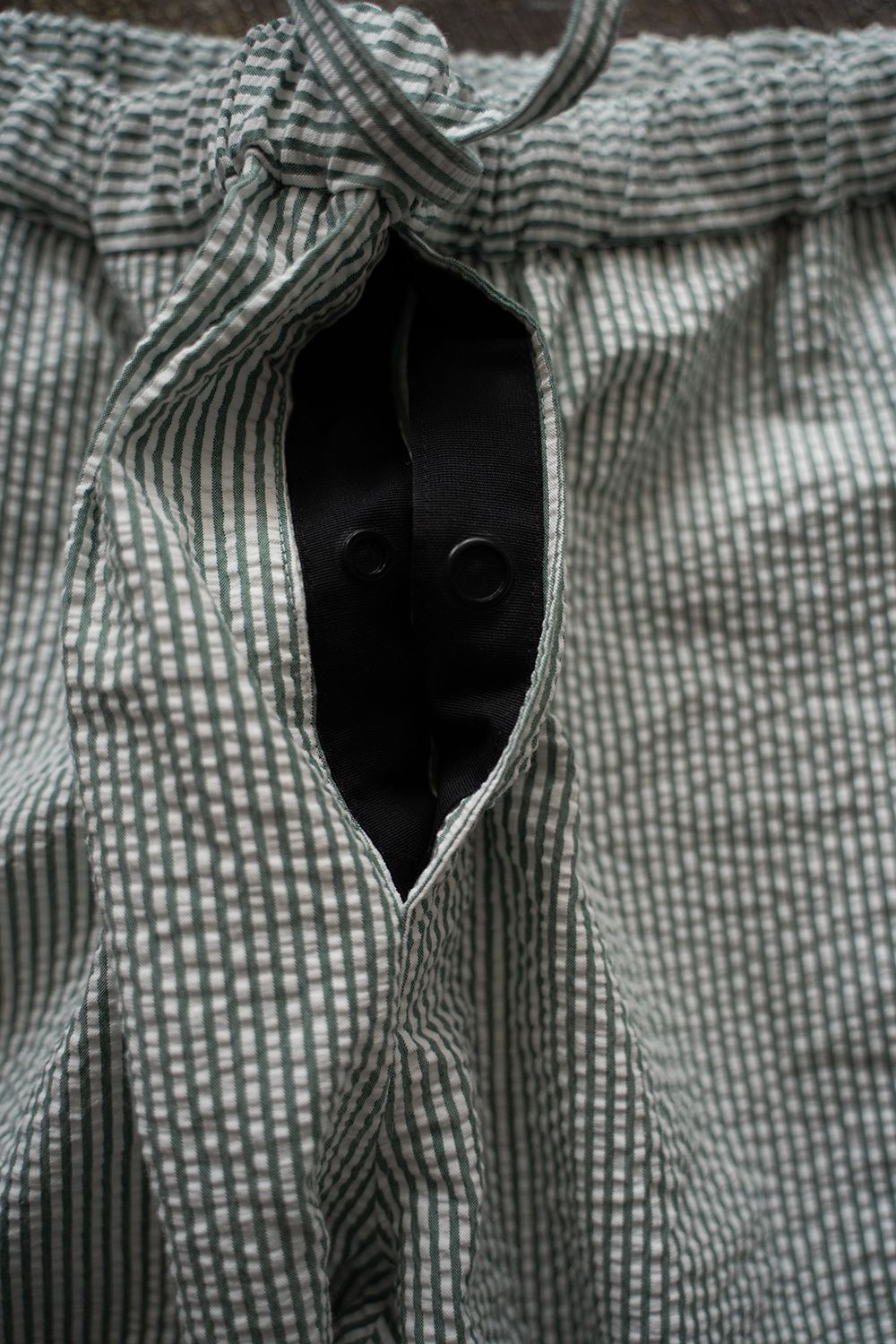 【ラスト1点】【25SS】"nite game"pajama(seersucker GREEN STRIPE)【ユニセックス】【セットアップ】